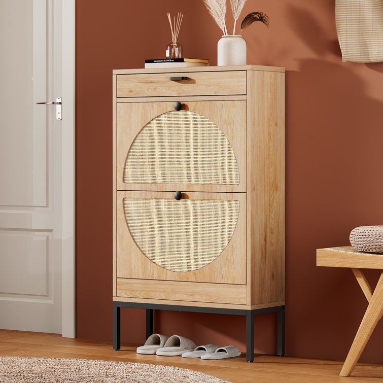 Boho Natural Rattan Shoe Storage Cabinet